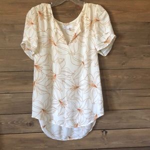 Cream lily print blouse